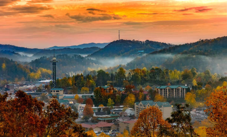 Gatlinburg mountain town and forest scenery